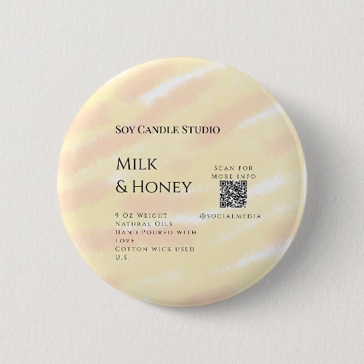 Kaarsenbedrijf van melk honing soja voeg q r code ronde button 5,7 cm (Voorkant)