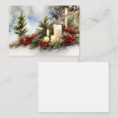 Kaarsenbessen en fierbudgettaire mini-kerstmis notitiekaartje (Voorkant / Achterkant)