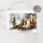 Kaarsenbessen en fierbudgettaire mini-kerstmis notitiekaartje (Voorkant / Achterkant in situ)