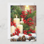 Kaarsenbessen en -snoepjes, mini-kerstmis feestdagenkaart (Voorkant)