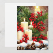 Kaarsenbessen en -snoepjes, mini-kerstmis feestdagenkaart (Voorkant / Achterkant)