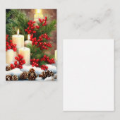 Kaarsenbessen en -snoepjes, mini-kerstmis notitiekaartje (Voorkant / Achterkant)