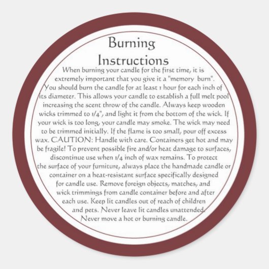 Kaarsenbrandende waarschuwingsetiketten ronde sticker (Voorkant)