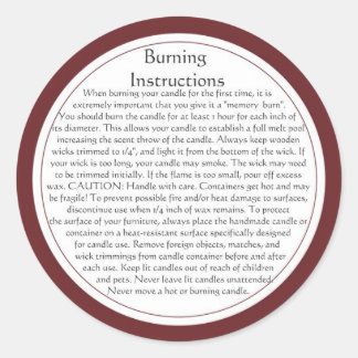 Kaarsenbrandende waarschuwingsetiketten ronde sticker