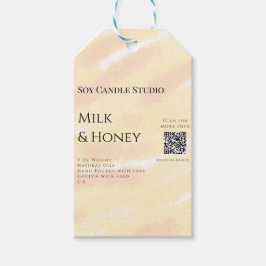 Kaarsenbusiness met melk honing soja voeg q r code cadeaulabel