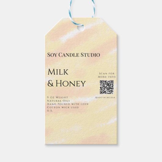 Kaarsenbusiness met melk honing soja voeg q r code cadeaulabel (Voorkant)