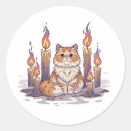 Kaarsencirkel Perzisch - Spooky Halloween Cat Ronde Sticker