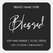 Kaarsenetiket van gezegende Herfst | Aangepaste zw Vierkante Sticker (Voorkant)