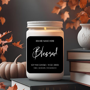 Kaarsenetiket van gezegende Herfst   Aangepaste zw Vierkante Sticker