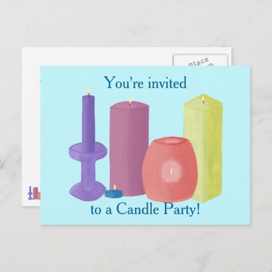 Kaarsenfeestuitnodigingen Kaarsen op Briefkaarten (Voorkant / Achterkant)