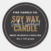 Kaarsenlabel Elegant Modern Minimalistisch Zwart G Ronde Sticker (Voorkant)