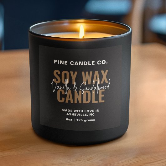 Kaarsenlabel Elegant Modern Minimalistisch Zwart G Vierkante Sticker