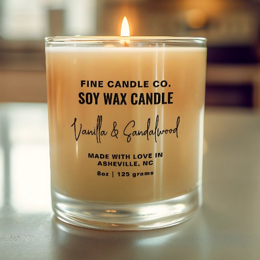 Kaarsenlabel Elegant Modern Minimalistisch Zwart W Vierkante Sticker