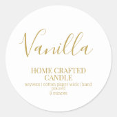 Kaarsenlabel minimalistische gouden witte Sticker (Voorkant)