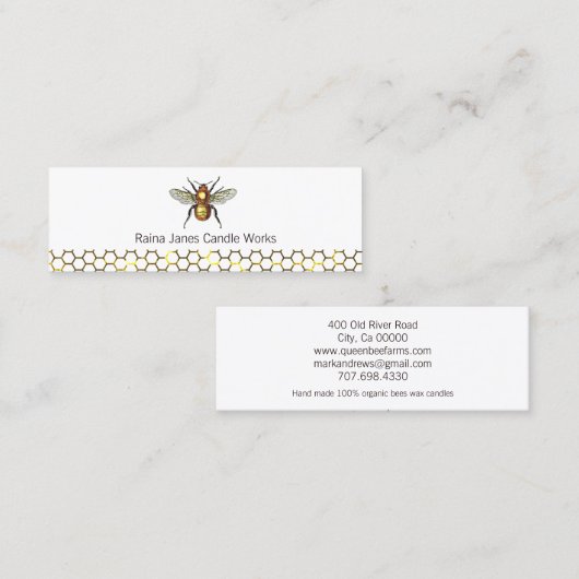 Kaarsenmaker Gold Bee Honingraat Mini Visitekaartje