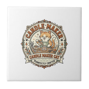 Kaarsenmaker Kat Kaarsenmaker Kat Vintage Vector A Tegeltje