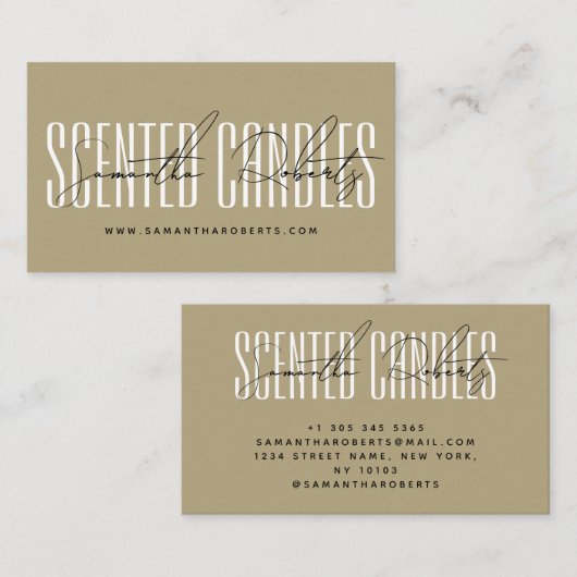 Kaarsenmaker moderne typografie script goud visitekaartje (Voorkant / Achterkant)