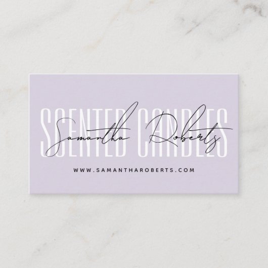 Kaarsenmaker moderne typografie script lavendel visitekaartje (Voorkant)