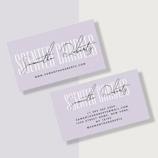 Kaarsenmaker moderne typografie script lavendel visitekaartje
