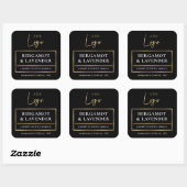Kaarsenpot Productlabel Elegant Zwart & Goud Logo Vierkante Sticker (Vel)