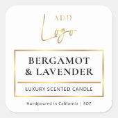 Kaarsenpot Productlabel Modern Elegant Gold Logo Vierkante Sticker (Voorkant)