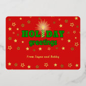 Kaarsensterren rode feestbegroeten Folie Kaart (Voorkant)