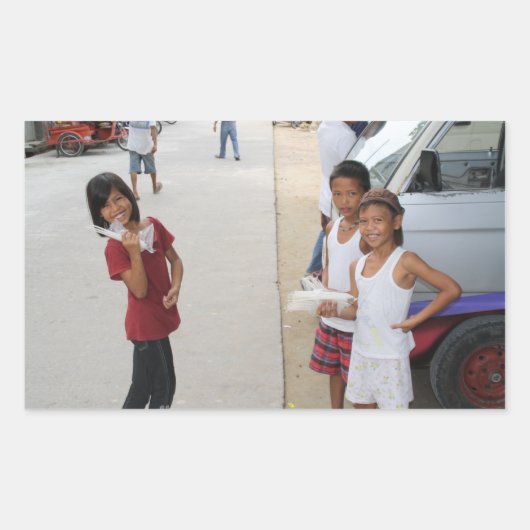 Kaarsenverkopers Rechthoekige Sticker (Voorkant)