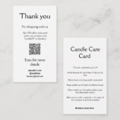 Kaarsenverzorging instructies dank u korting toevo informatiekaartje (Voorkant / Achterkant)