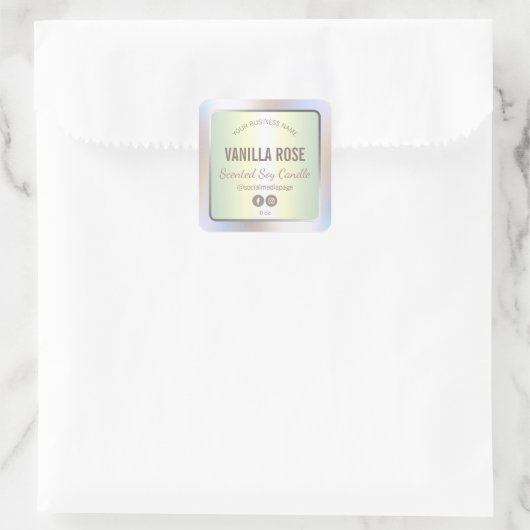 Kaarsetiket Holografisch Vierkante Sticker (Tas)