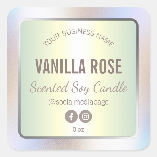 Kaarsetiket Holografisch Vierkante Sticker (Voorkant)