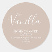 Kaarsetiket Minimalistische Beige Sticker (Voorkant)