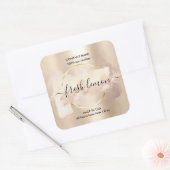 Kaarsetiket productetiket blush roze waterverf vierkante sticker (Envelop)