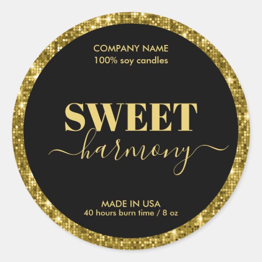 Kaarsetiket productetiket Modern Gold Ronde Sticker (Voorkant)