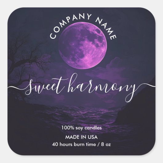 Kaarsetiket productetiket paarse maanpot label (Voorkant)