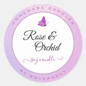 Kaarsetiketten Roze Ombre Glitter Schattigee Vlind Ronde Sticker (Voorkant)