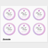 Kaarsetiketten Roze Ombre Glitter Schattigee Vlind Ronde Sticker (Vel)