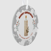 Kaarsgebladerte Kerstmis Familie Foto Vakantie Ornament (voorkant)