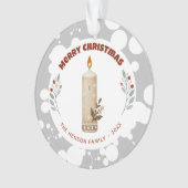 Kaarsgebladerte Kerstmis Familie Foto Vakantie Ornament (voorkant)