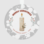 Kaarsgebladerte Kerstvakantie Familie Vakantie Ornament (achterkant)