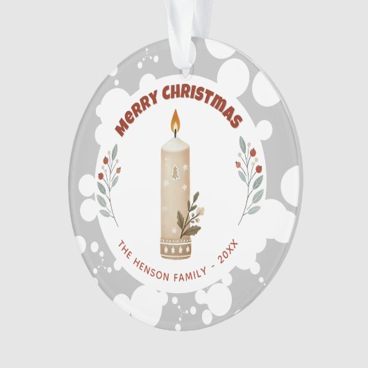 Kaarsgebladerte Kerstvakantie Familie Vakantie Ornament (voorkant)