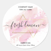 Kaarslabel product blush roze gouden potlabel ronde sticker (Voorkant)