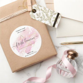 Kaarslabel product blush roze gouden potlabel ronde sticker