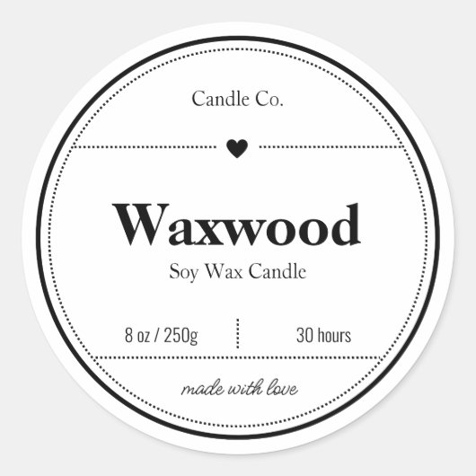 Kaarslabels, Voedsel Labels, Labelontwerp Ronde Sticker (Voorkant)