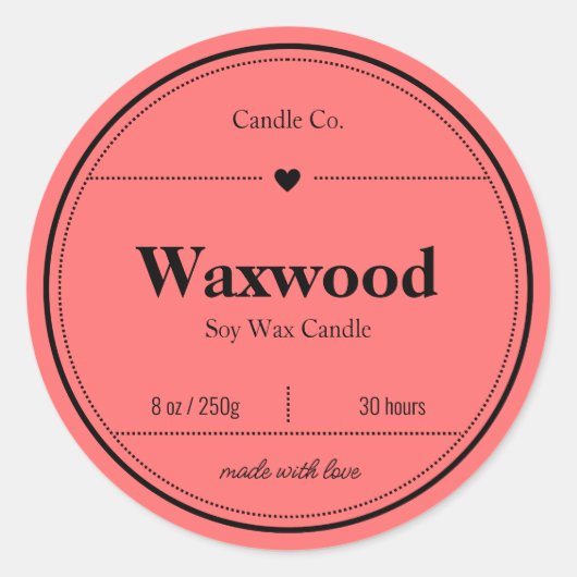 Kaarslabels, Voedsel Labels, Labelontwerp Ronde Sticker (Voorkant)