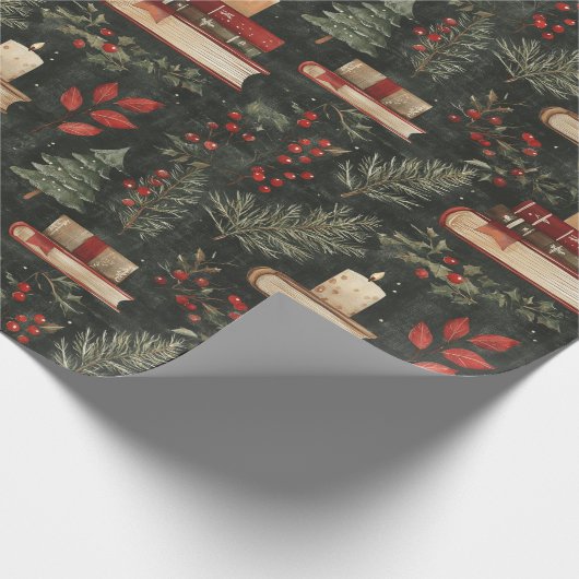 Kaarslicht kerstinpakpapier cadeaupapier (Hoek)