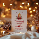 Kaarslicht met Red Bow Kerstfeest Uitnodigen Kaart