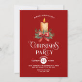 Kaarslicht rode boog op rode kerstfeest Uitnodigen Kaart (Voorkant)