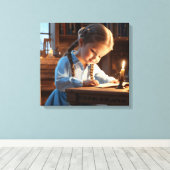 Kaarslicht Verhalen:  kindertijd lezen kan Canvas Afdruk (Insitu (Houten vloer))