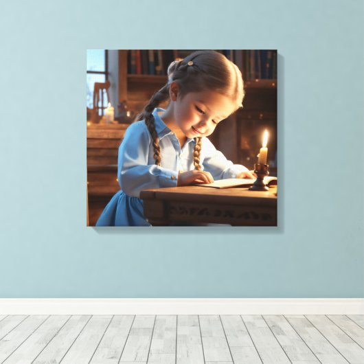 Kaarslicht Verhalen:  kindertijd lezen kan Canvas Afdruk (Insitu (Houten vloer))