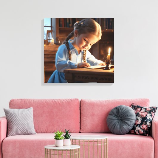 Kaarslicht Verhalen:  kindertijd lezen kan Canvas Afdruk (Insitu (Woonkamer))